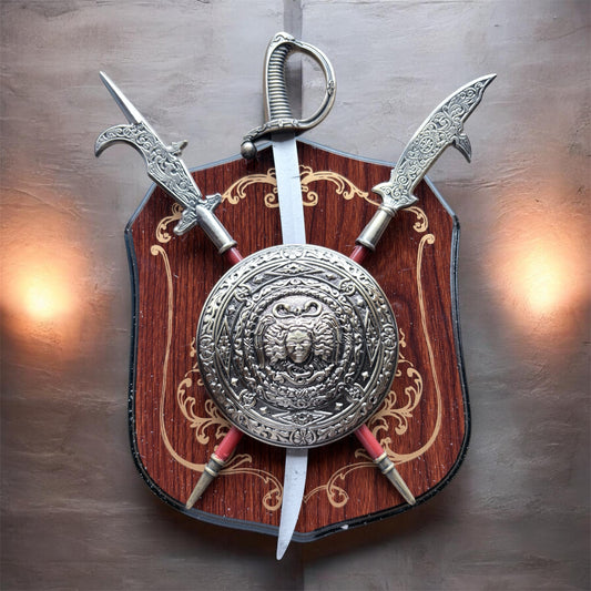 Royal Warrior Shield & Crossed Swords – Premium Decorative Wall Display