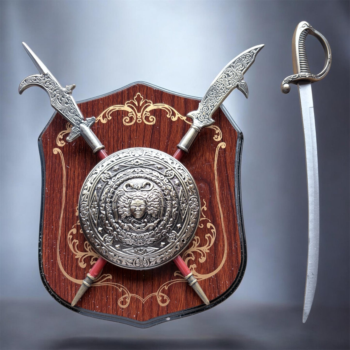 Royal Warrior Shield & Crossed Swords – Premium Decorative Wall Display