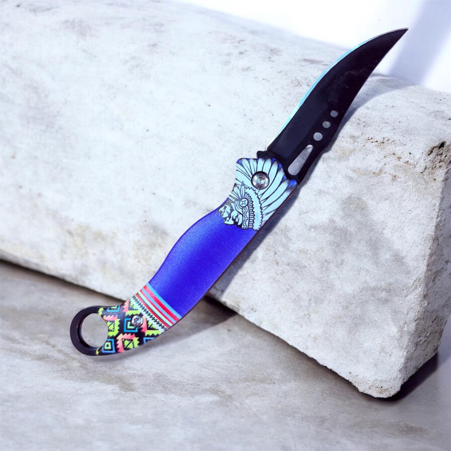 Premium Blue Tactical Folding Knife